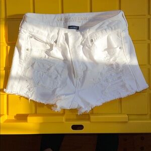 American Eagle Outfitters White Ripped Jean Shorts